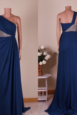 A-Line One-Shoulder Sequins Long Chiffon Prom Evening Formal Dresses ED011450