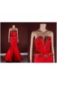 Trumpet/Mermaid Beaded Long Red Prom Evening Formal Dresses ED011452