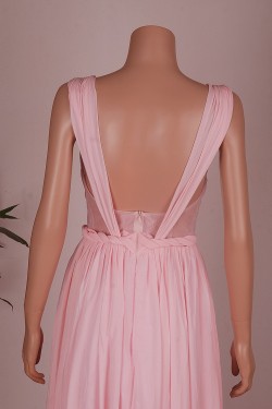 A-Line Long Pink Chiffon Prom Evening Formal Dresses ED011455