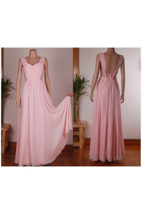A-Line Long Pink Chiffon Prom Evening Formal Dresses ED011455 A-Line Long Pink Chiffon Prom Evening Formal Dresses ED011455