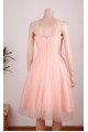 A-Line Straps Short Pink Tulle Prom Evening Formal Dresses ED011456