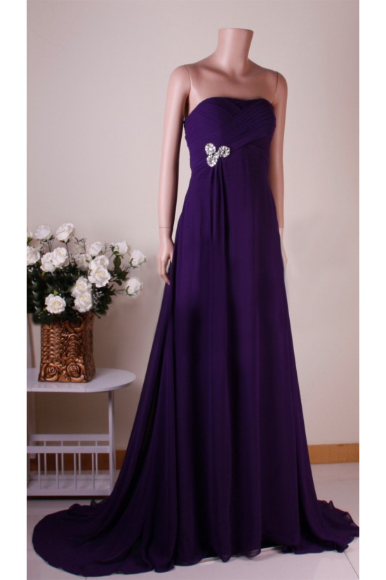 A-Line Strapless Long Purple Chiffon Prom Evening Bridesmaid Dresses ED011457 A-Line Strapless Long Purple Chiffon Prom Evening Bridesmaid Dresses ED011457