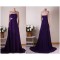 A-Line Strapless Long Purple Chiffon Prom Evening Bridesmaid Dresses ED011457