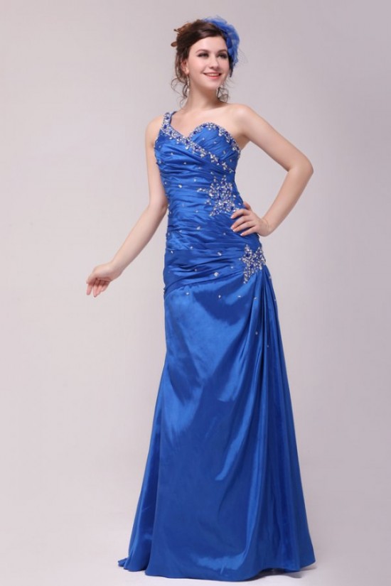 One-Shoulder Long Blue Beaded Prom Evening Formal Party Dresses ED010146 One-Shoulder Long Blue Beaded Prom Evening Formal Party Dresses ED010146