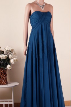 Empire Strapless Long Blue Chiffon Prom Evening Maternity Evening Dresses ED011461