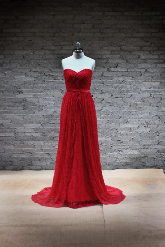 Sheath/Column Sweetheart Long Red Lace Prom Evening Formal Dresses ED011467 Sheath/Column Sweetheart Long Red Lace Prom Evening Formal Dresses ED011467
