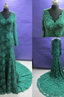 Trumpet/Mermaid V-Neck Long Sleeve Prom Evening Formal Dresses ED011471