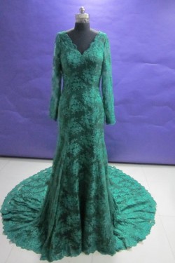 Trumpet/Mermaid V-Neck Long Sleeve Prom Evening Formal Dresses ED011471