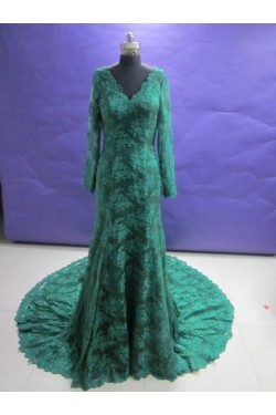 Trumpet/Mermaid V-Neck Long Sleeve Prom Evening Formal Dresses ED011471