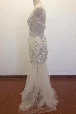 Trumpet/Mermaid Beaded Long Prom Evening Formal Dresses ED011472