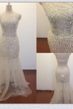 Trumpet/Mermaid Beaded Long Prom Evening Formal Dresses ED011472