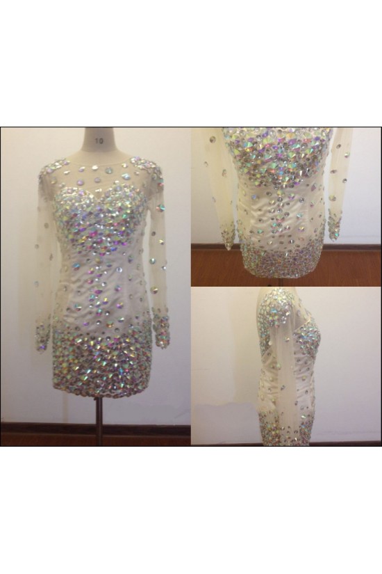 Bateau Long Sleeve Beaded Short Prom Evening Formal Dresses ED011473 Bateau Long Sleeve Beaded Short Prom Evening Formal Dresses ED011473