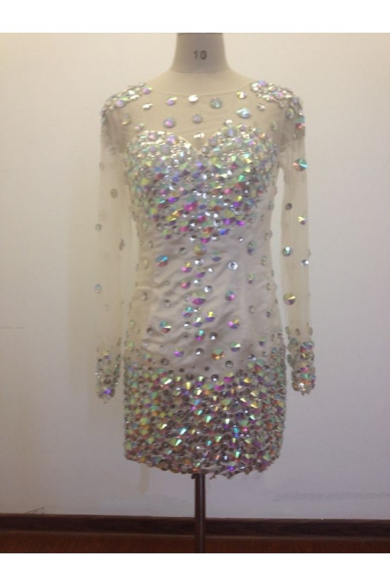 Bateau Long Sleeve Beaded Short Prom Evening Formal Dresses ED011473 Bateau Long Sleeve Beaded Short Prom Evening Formal Dresses ED011473