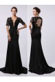 Trumpet/Mermaid Short Sleeve Beaded Applique Long Black Prom Evening Formal Dresses ED011474 Trumpet/Mermaid Short Sleeve Beaded Applique Long Black Prom Evening Formal Dresses ED011474