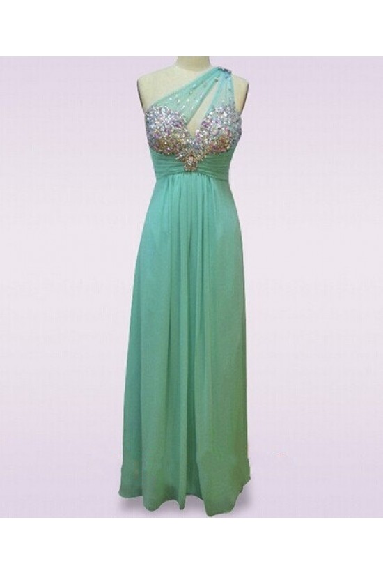 Sheath/Column One-Shoulder Beaded Long Blue Chiffon Prom Evening Formal Dresses ED011477 Sheath/Column One-Shoulder Beaded Long Blue Chiffon Prom Evening Formal Dresses ED011477