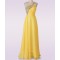 A-Line One-Shoulder Long Yellow Chiffon Prom Evening Formal Dresses ED011481