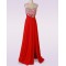 A-Line Sweetheart Beaded Long Red Chiffon Prom Evening Formal Dresses ED011482