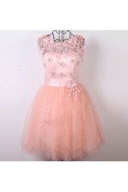 Short Pink Beaded Prom Evening Cocktail Dresses ED011484
