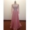 A-Line Bateau Beaded Long Pink Chiffon Prom Evening Formal Dresses ED011486