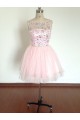 A-Line Beaded Short Pink Prom Evening Cocktail Dresses ED011488