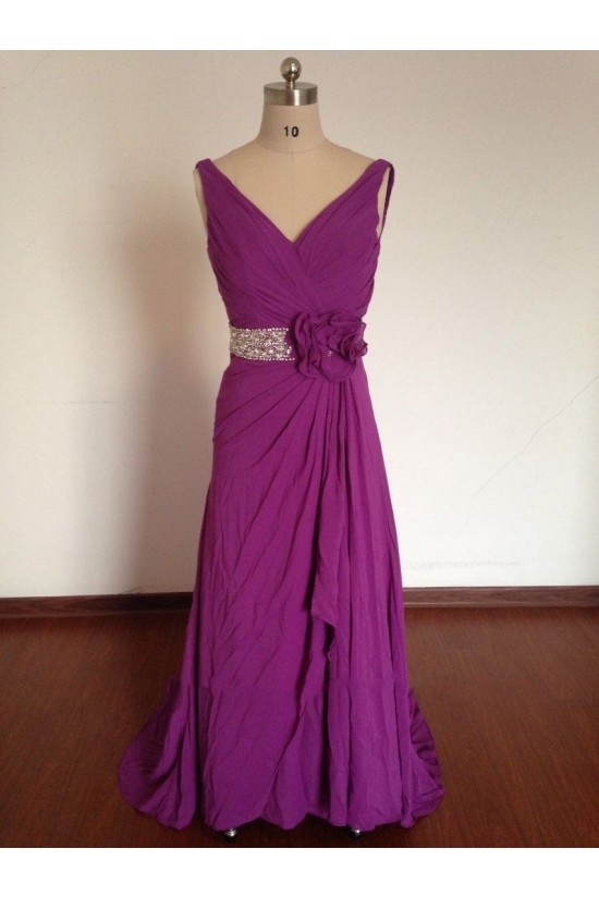 A-Line V-Neck Beaded Long Purple Chiffon Prom Evening Formal Dresses ED011496 A-Line V-Neck Beaded Long Purple Chiffon Prom Evening Formal Dresses ED011496