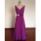 A-Line V-Neck Beaded Long Purple Chiffon Prom Evening Formal Dresses ED011496