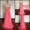 A-Line Strapless Beaded Long Pink Chiffon Prom Evening Formal Dresses ED011498