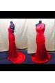 Trumpet/Mermaid One-Shoulder Long Red Prom Evening Formal Dresses ED011500
