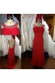 A-Line Beaded Long Red Chiffon Prom Evening Formal Dresses ED011501