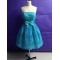 A-Line Strapless Short Beaded Blue Lace Prom Evening Bridesmaid Dresses ED011502