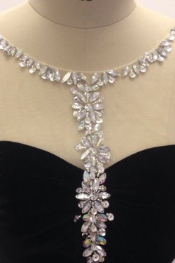 Beaded Long Black Chiffon Prom Evening Formal Dresses ED011504