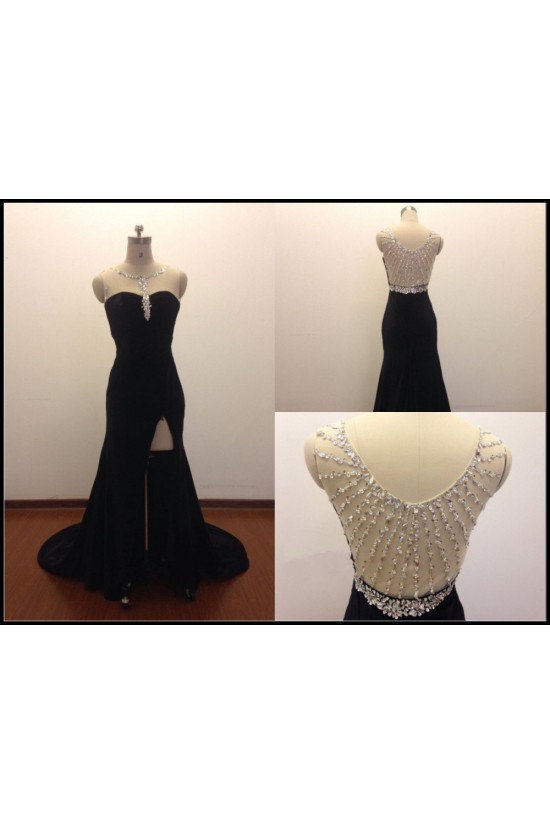 Beaded Long Black Chiffon Prom Evening Formal Dresses ED011504 Beaded Long Black Chiffon Prom Evening Formal Dresses ED011504