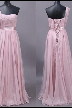 A-Line One-Shoulder Long Prom Evening Formal Dresses ED011506