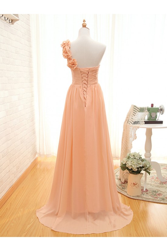A-Line One-Shoulder Long Chiffon Prom Evening Bridesmaid Dresses ED011508 A-Line One-Shoulder Long Chiffon Prom Evening Bridesmaid Dresses ED011508
