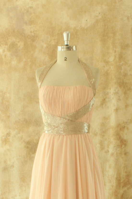 A-Line Halter Long Chiffon Prom Evening Formal Dresses ED011513