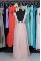 A-Line Straps Long Pink Chiffon Prom Evening Formal Dresses ED011514