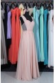A-Line Straps Long Pink Chiffon Prom Evening Formal Dresses ED011514