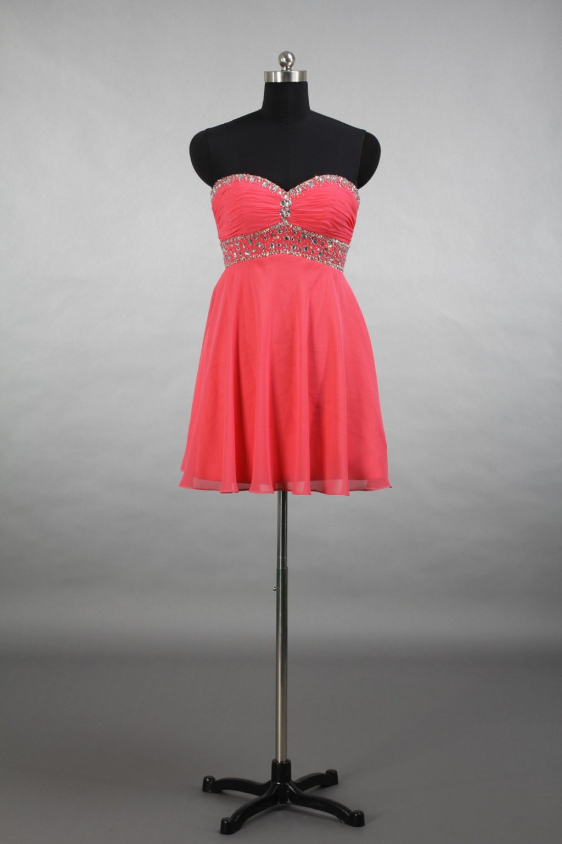 ALine Sweetheart Beaded Short Chiffon Prom Evening Cocktail Dresses