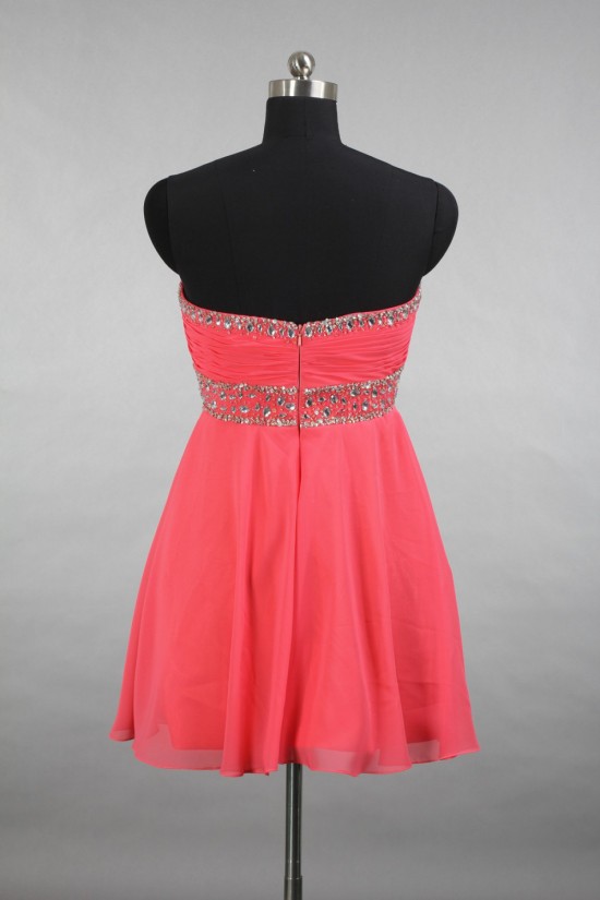 A-Line Sweetheart Beaded Short Chiffon Prom Evening Cocktail Dresses ED011517