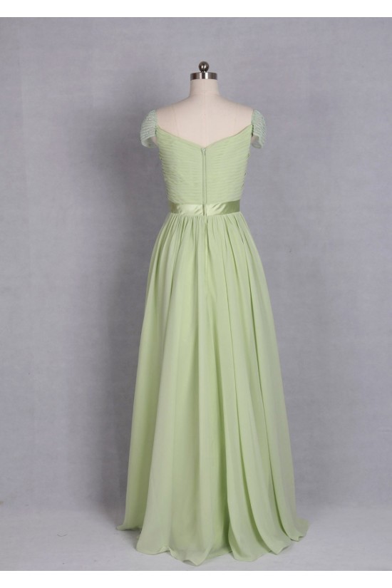 A-Line Beaded Cap-Sleeve Long Chiffon Prom Evening Formal Dresses ED011521 A-Line Beaded Cap-Sleeve Long Chiffon Prom Evening Formal Dresses ED011521