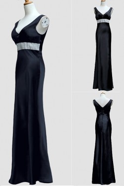 Trumpet/Mermaid V-Neck Long Blue Prom Evening Formal Dresses ED011527