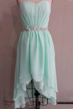 High Low Sweetheart Beaded Short Chiffon Prom Evening Bridesmaid Dresses ED011528