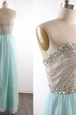 A-Line Sweetheart Beaded Long Chiffon Prom Evening Formal Dresses ED011531