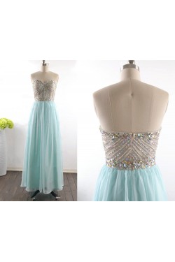 A-Line Sweetheart Beaded Long Chiffon Prom Evening Formal Dresses ED011531