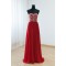 A-Line Strapless Beaded Long Red Chiffon Prom Evening Formal Dresses ED011532