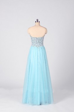 A-Line Sweetheart Beaded Tulle Long Prom Evening Formal Dresses ED011536