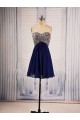 A-Line Sweetheart Beaded Short Blue Chiffon Prom Evening Formal Dresses ED011538
