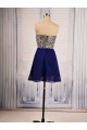 A-Line Sweetheart Beaded Short Blue Chiffon Prom Evening Formal Dresses ED011538