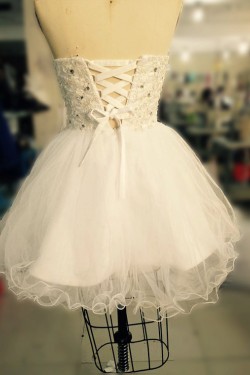 A-Line Sweetheart Beaded Applique Short Prom Evening Cocktail Dresses ED011539