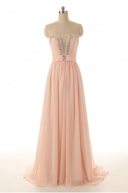 A-Line Beaded Long Chiffon Prom Evening Formal Dresses ED011540